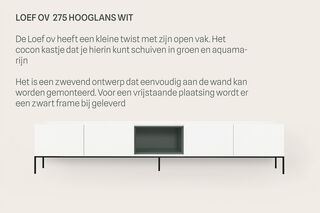 TV-meubel incl. zwart frame + 2 Cocons, RAAT, Loef 275 OV, Hoogglans w